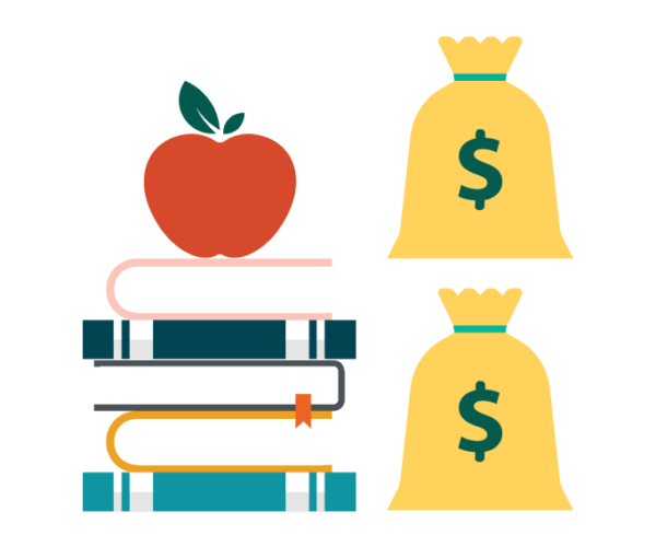 image of school books and money bag for part time student loans