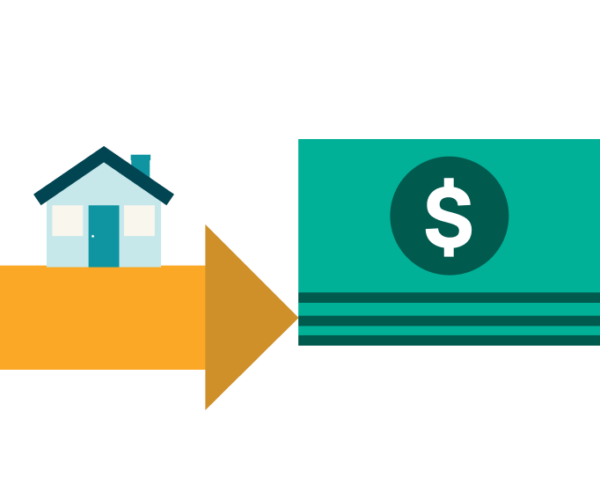 image of a home with an arrow pointing toward a money sign