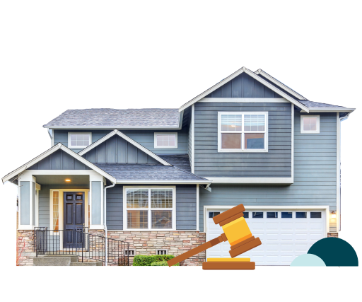 gray house with judge's gavel